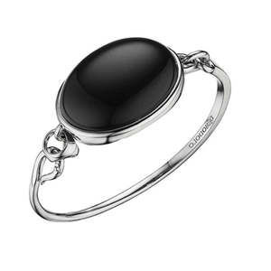 Di Modolo Black Agate Bangle Bracelet in Plated Rhodium MSRP 450